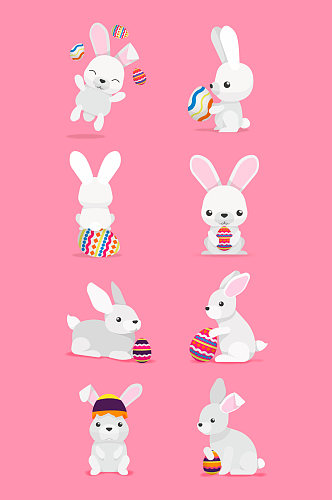 彩蛋小白兔矢量卡通元素