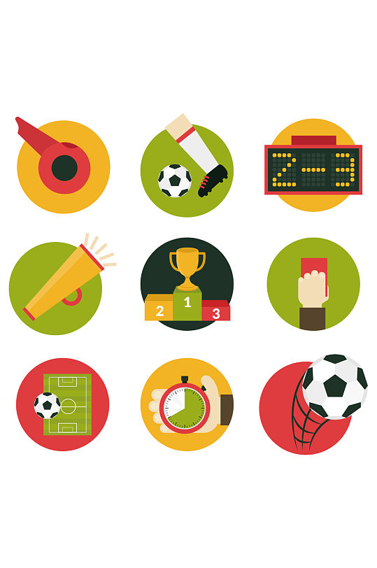 踢足球矢量图标元素