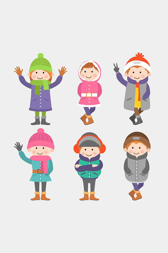 可爱冬装幼儿孩童矢量元素