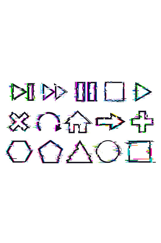 电磁干扰风格形状矢量元素