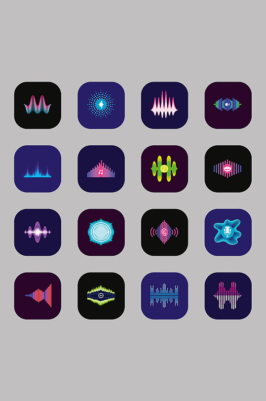 音频音波矢量图标元素