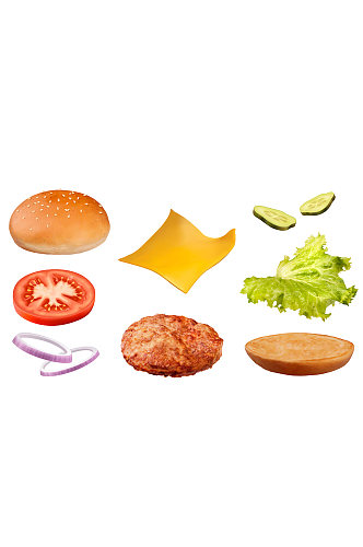 汉堡包材料食材矢量元素