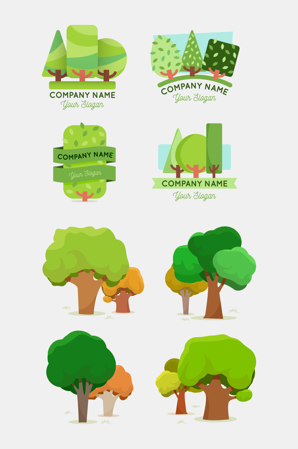 树木绿植大树复古LOGO元素素材