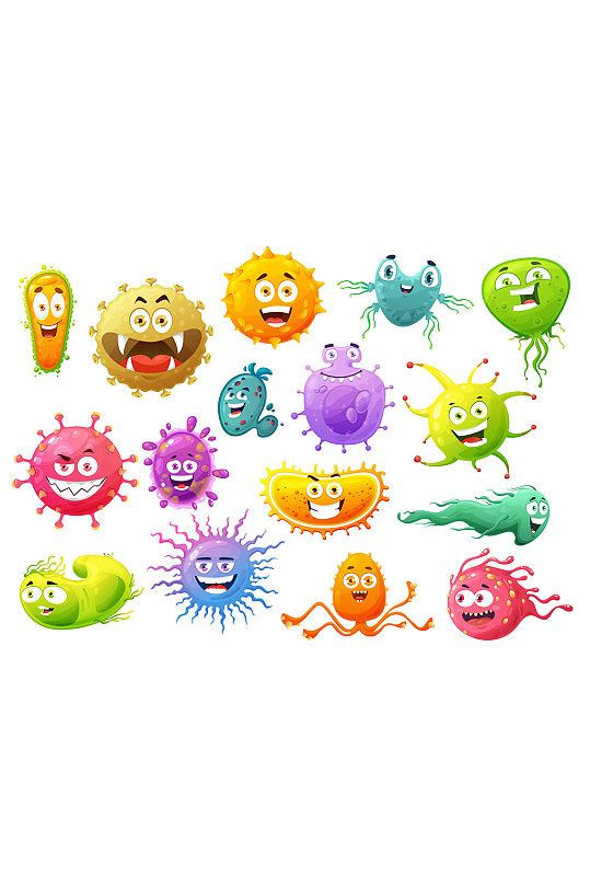 卡通病毒与细菌矢量元素