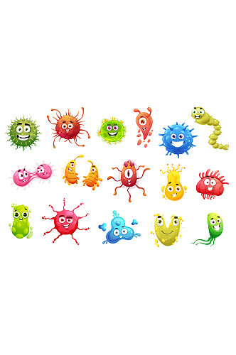 细菌病毒卡通小元素