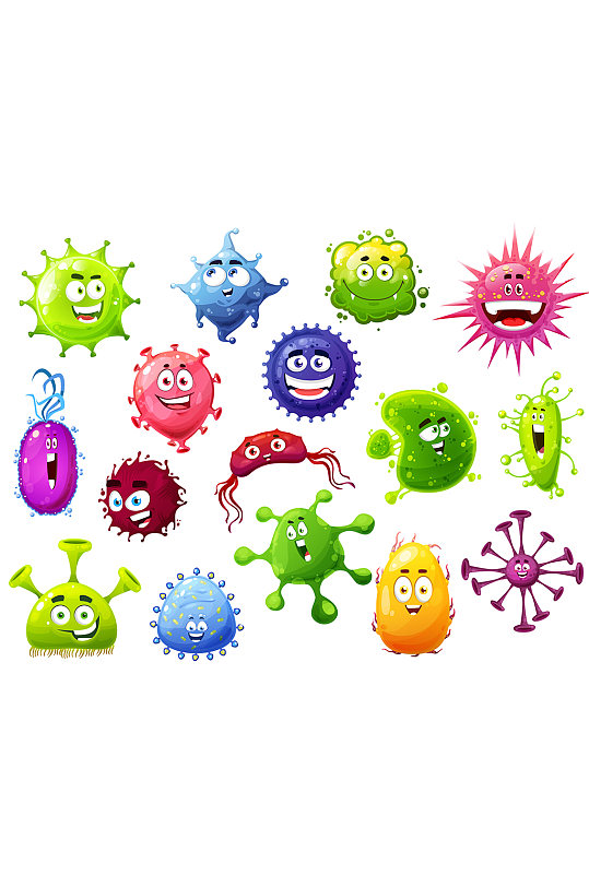 细菌病毒矢量卡通元素