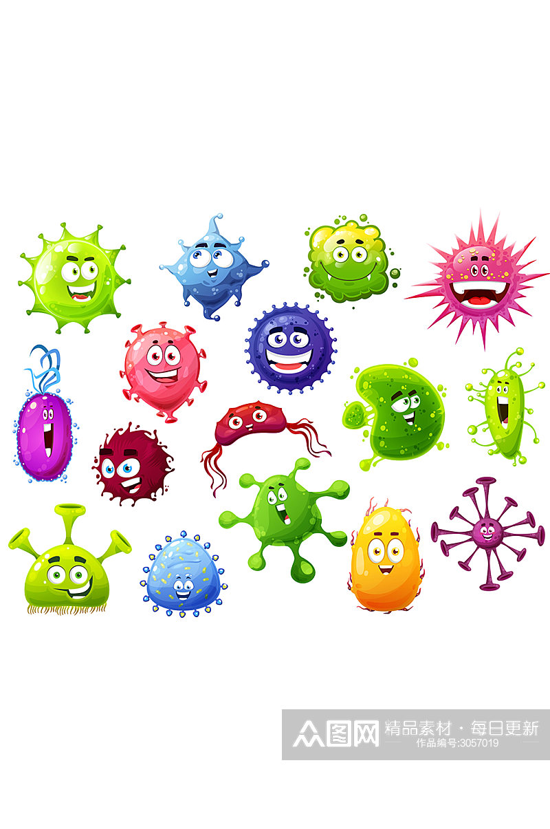 细菌病毒矢量卡通元素素材