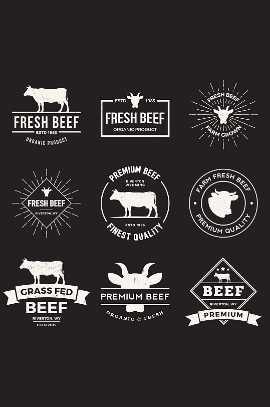 鲜牛肉食材矢量logo元素