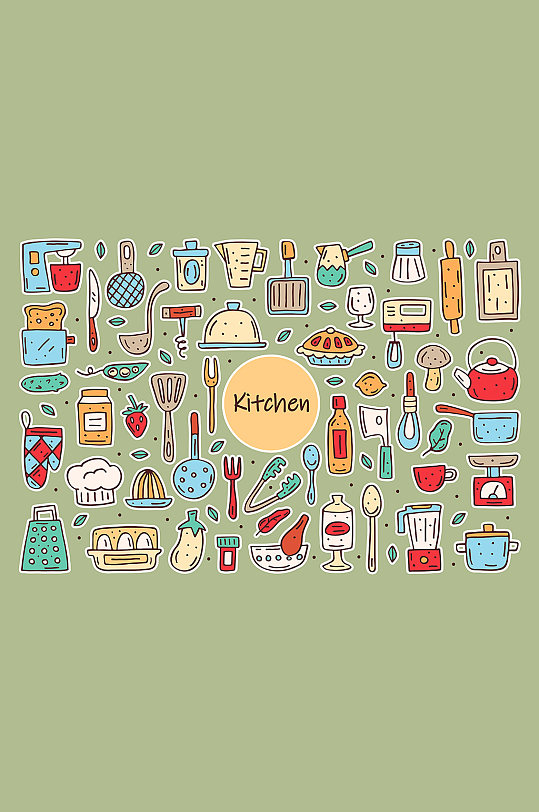 厨房烹饪厨具工具食材元素