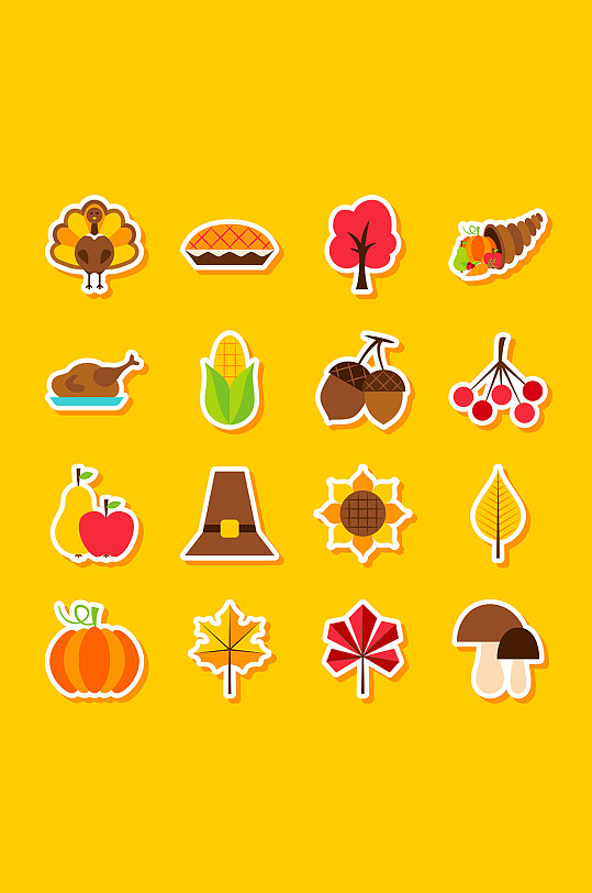 主题徽章装饰感恩节花朵矢量免扣元素立即下载小清新感恩节感恩节节日