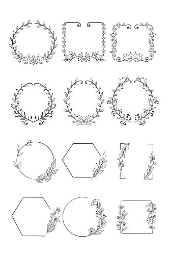 素描花环边框矢量元素