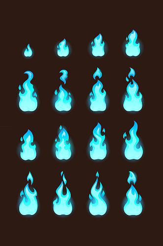 蓝色火焰火苗矢量元素