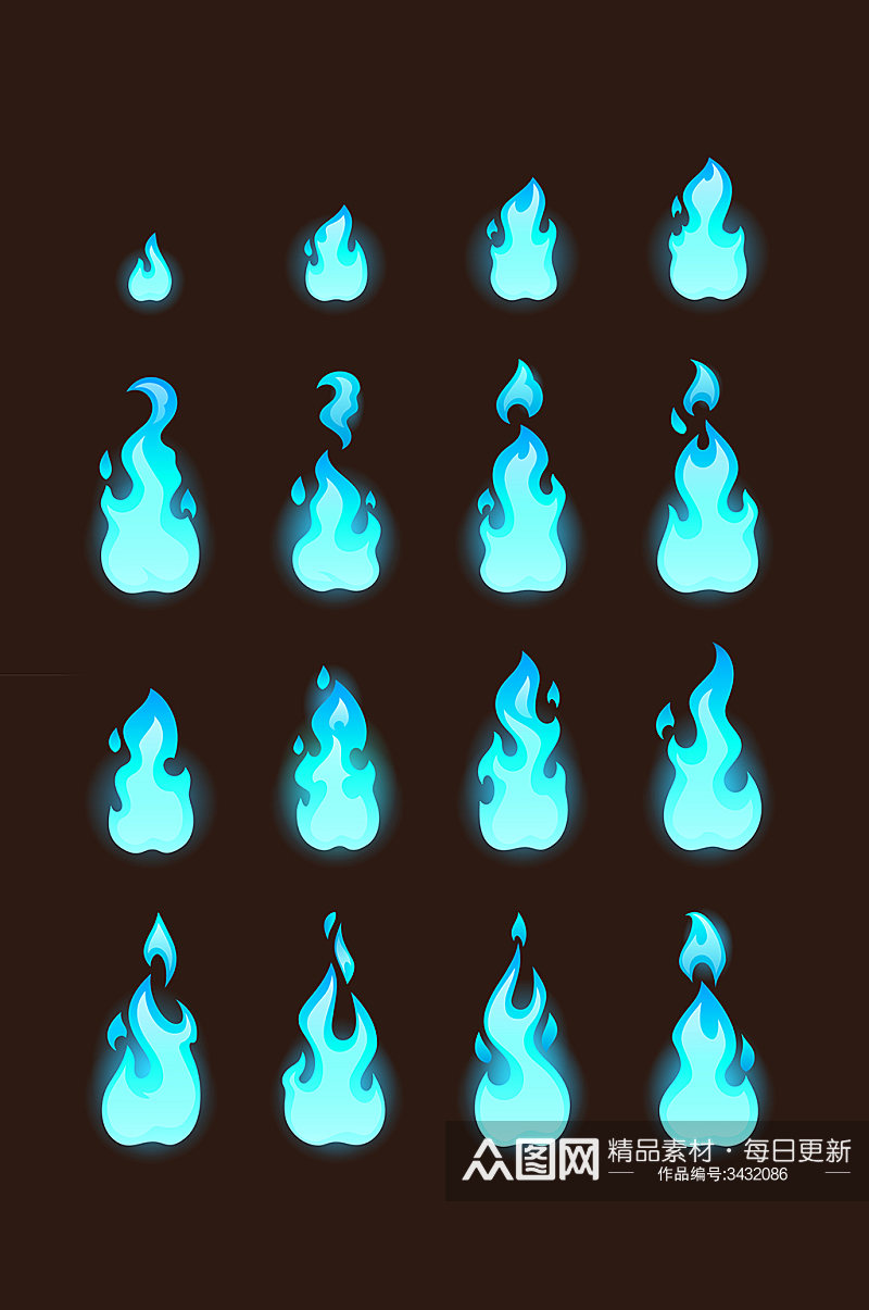 蓝色火焰火苗矢量元素素材