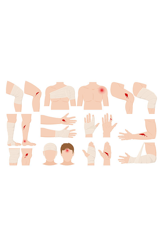 受伤包扎矢量卡通元素