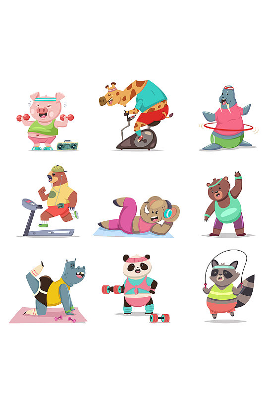 可爱小动物运动员元素
