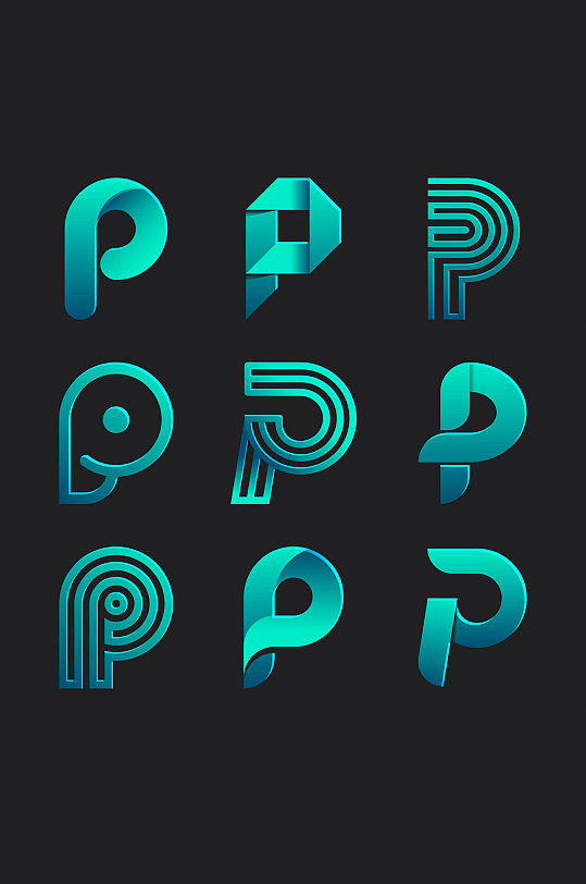 质感p字母矢量logo元素