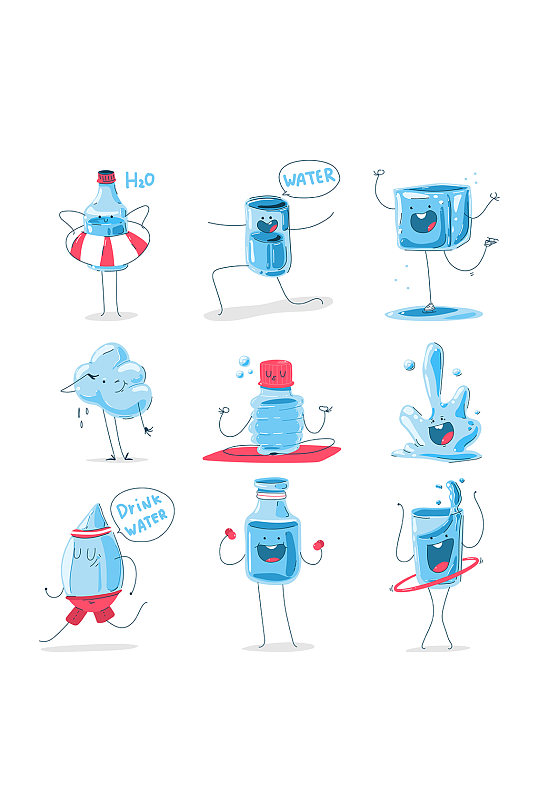 可爱纯净水表情包元素