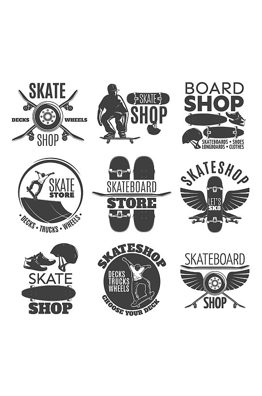 滑板极限运动矢量logo元素