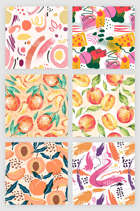 手绘抽象水果矢量图案元素