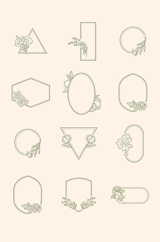 手绘素描花边花边像框元素