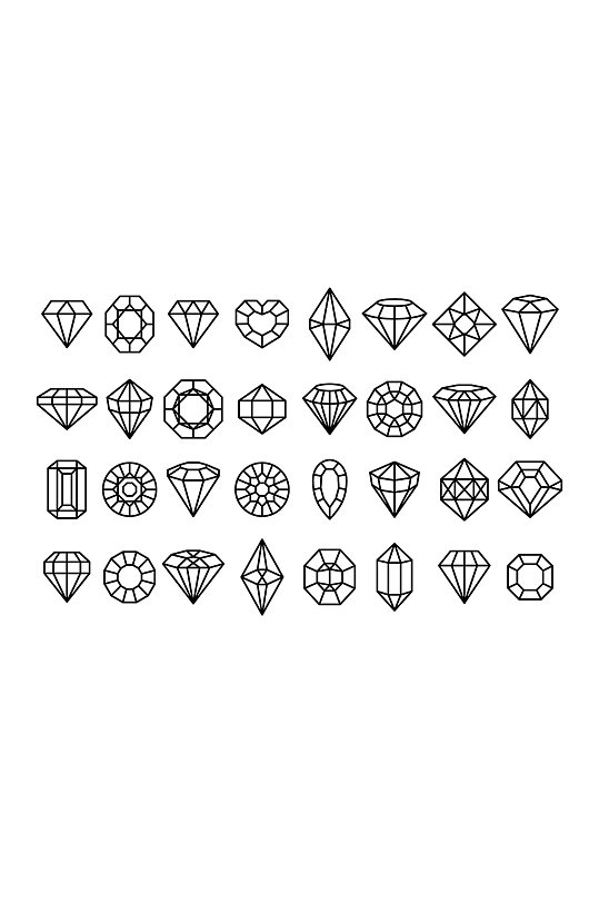 素描钻石矢量元素