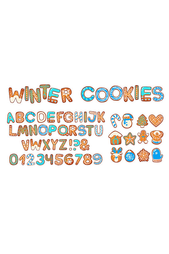 小饼干风格英文字母与数字元素