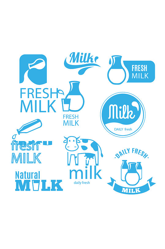 牛奶鲜奶奶牛矢量logo元素
