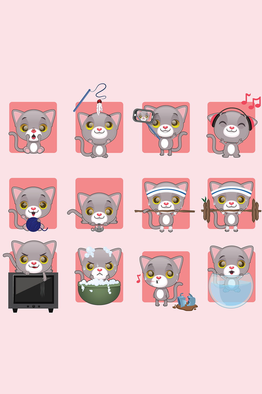可爱卡通猫表情包元素素材