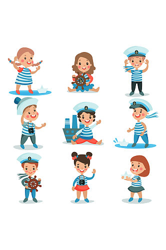 可爱卡通小海军儿童元素