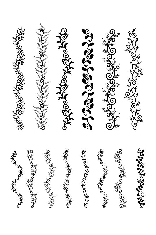 手绘素描花边矢量元素