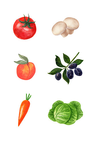 手绘水彩蔬菜元素
