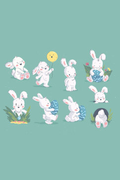 可爱复活节的小兔子元素