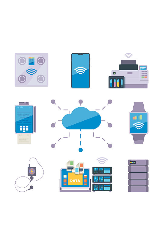 大数据数据同步矢量图标元素