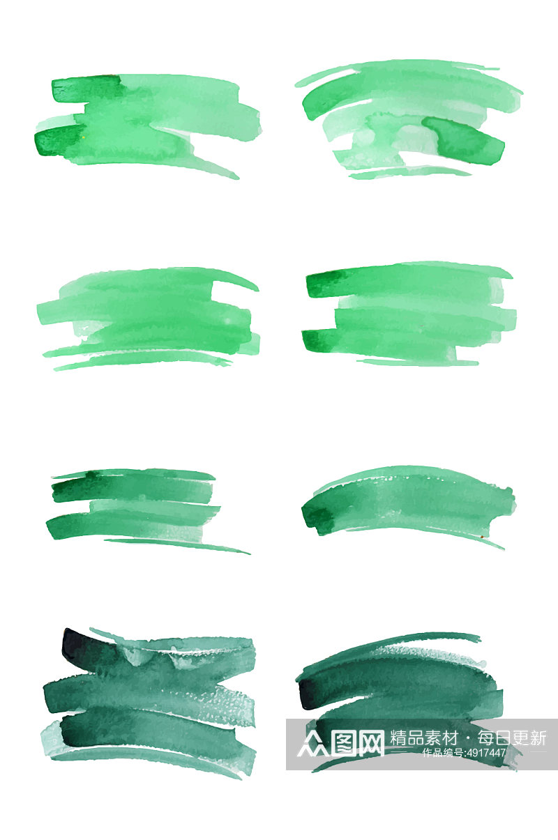 绿色水彩笔触笔迹矢量元素素材
