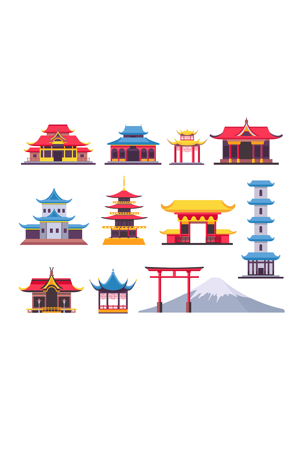 日式古塔矢量元素素材