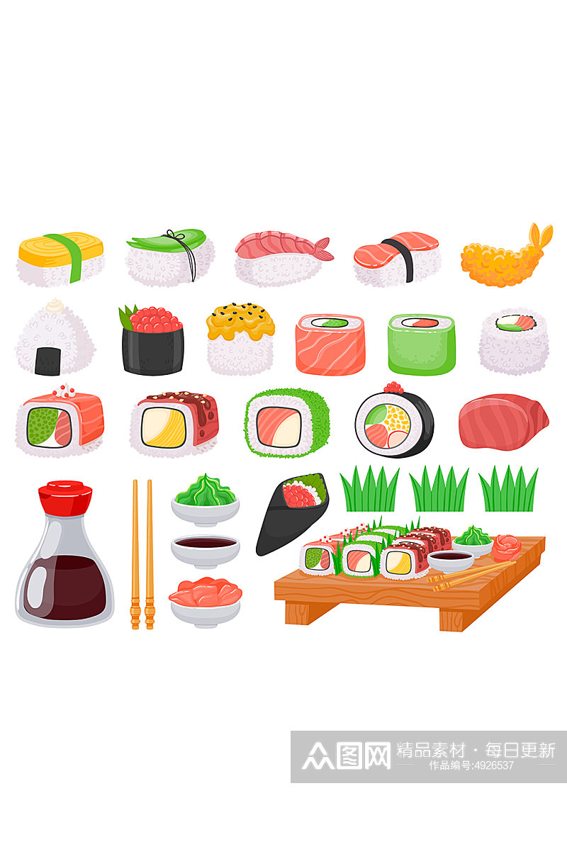 寿司日式料理矢量元素素材