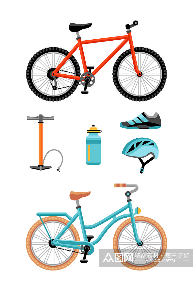 骑行自行车装备元素素材