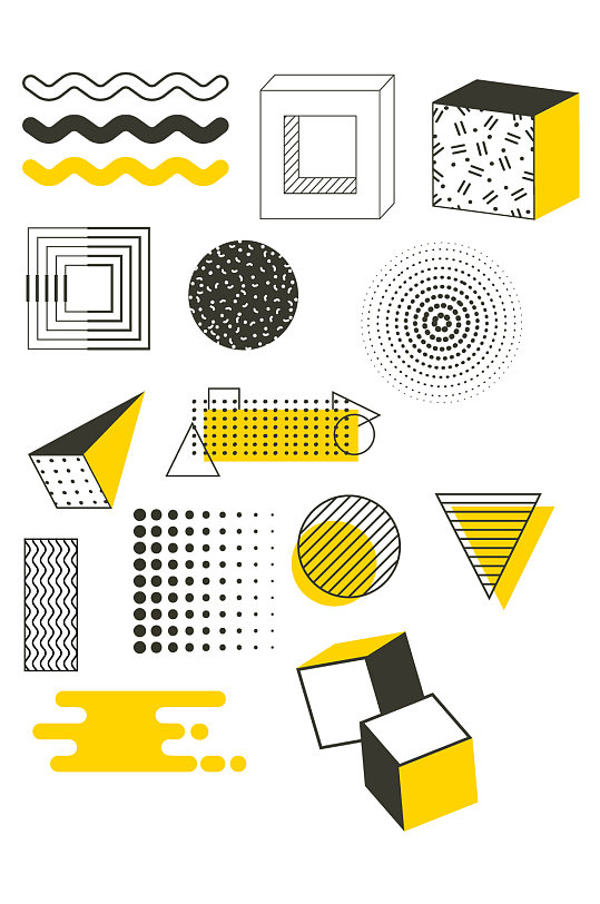黄色抽象创意图案元素