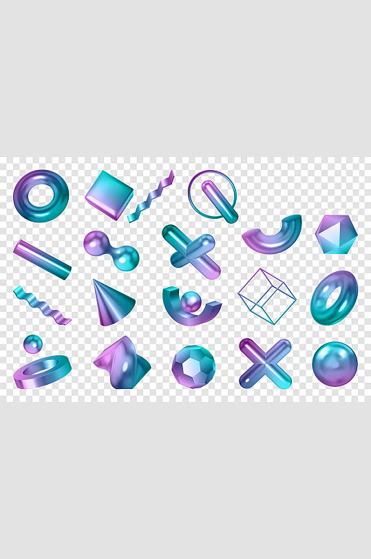 3D彩色模型矢量免抠小元素