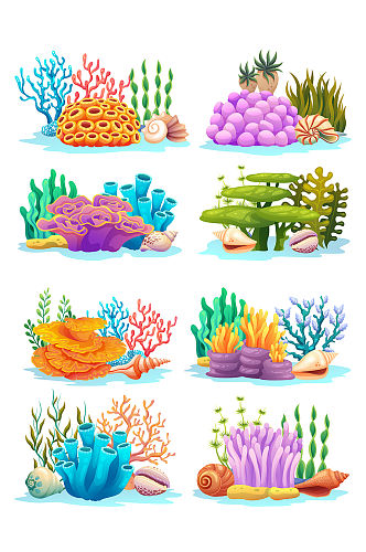 海底植物珊瑚矢量免抠小元素