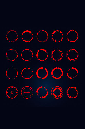 红色圆圈矢量免抠小元素