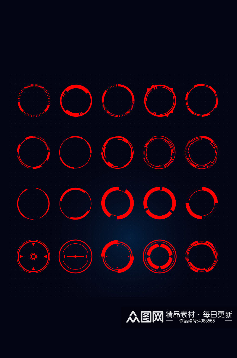 红色圆圈矢量免抠小元素素材