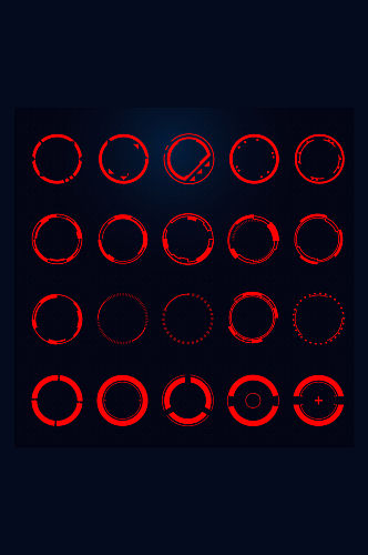 红色圆圈矢量免抠小元素
