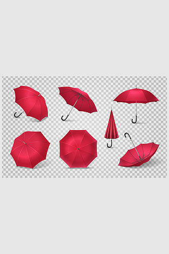 红色雨伞矢量免抠小元素