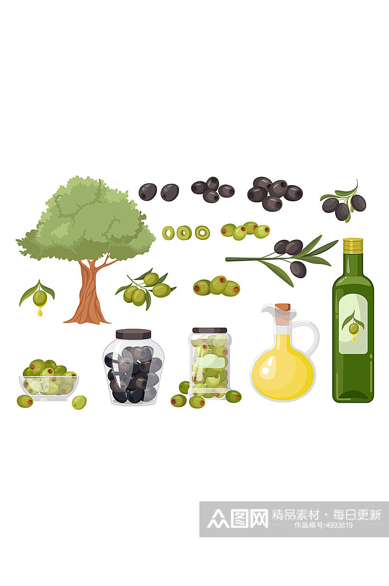 橄榄植物矢量免抠小元素素材