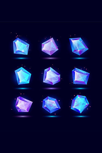 蓝色紫色宝石矢量元素