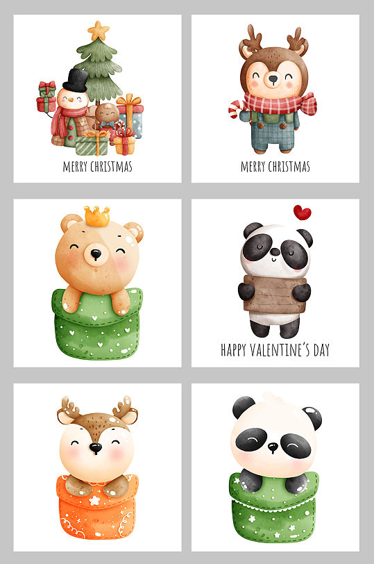 卡通动物矢量免抠小元素-众图网