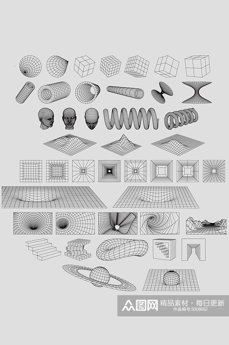 3D模型线条免抠小元素素材