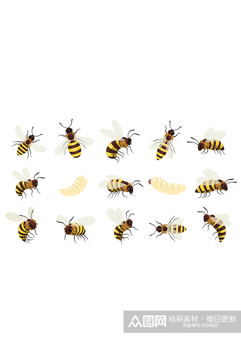 蜜蜂矢量免抠小元素素材