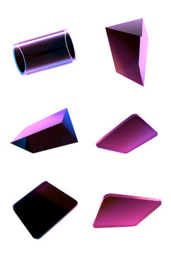 紫色3d几何免抠设计元素